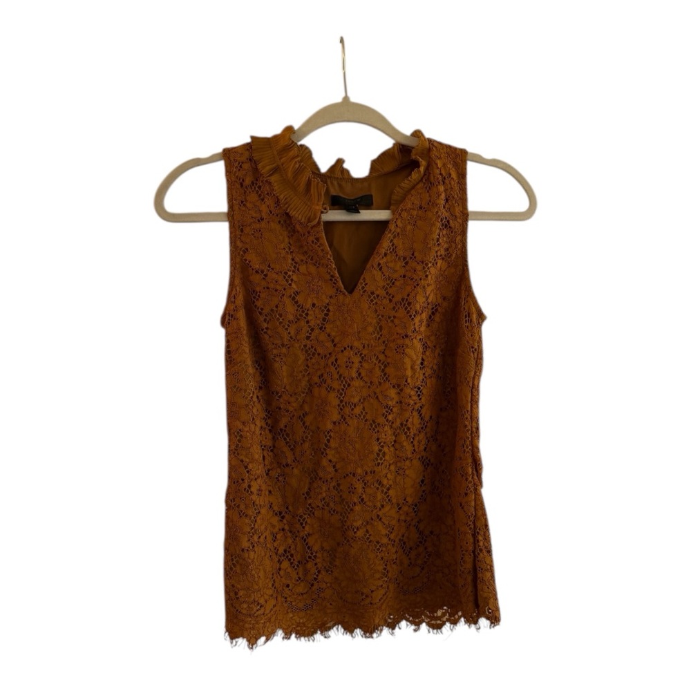 J. Crew Lace V-Neck Blouse - Burnt Orange